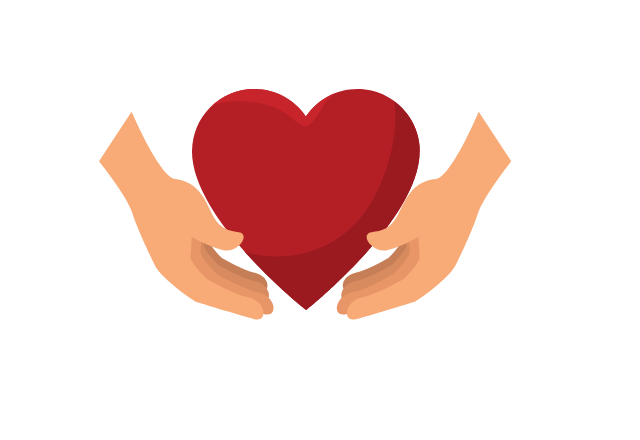 hands holding heart icon graphic